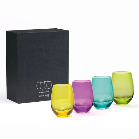 Stemless Champagne Flutes Success festa-wine-glass-set_colours-with-presentation-box