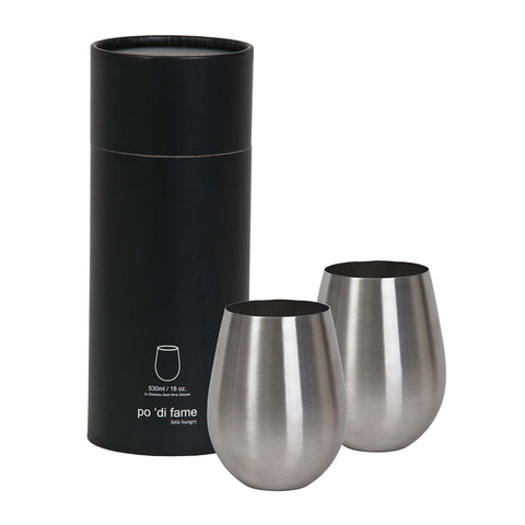 Stemless Stainless Steel Wine Glass Set Success